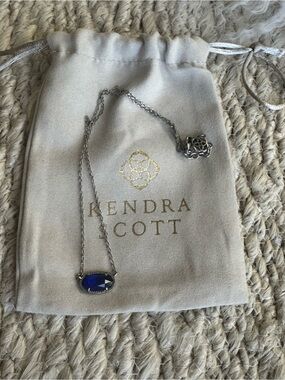 Kendra Scott Elisa Silver Cobalt Blue Pendant Necklace with Pouch